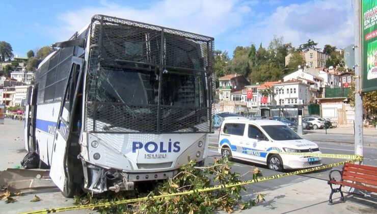 Sarıyer’de polisleri taşıyan otobüs denize düşmekten son anda kurtuldu